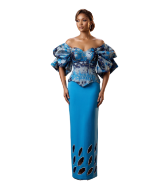 Grace Blue Corset and Blue Cut Out Skirt